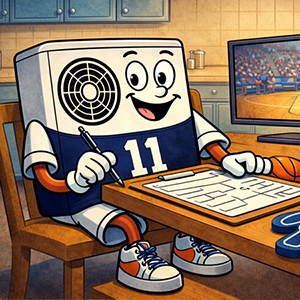 Cartoon: Heat pump watching football