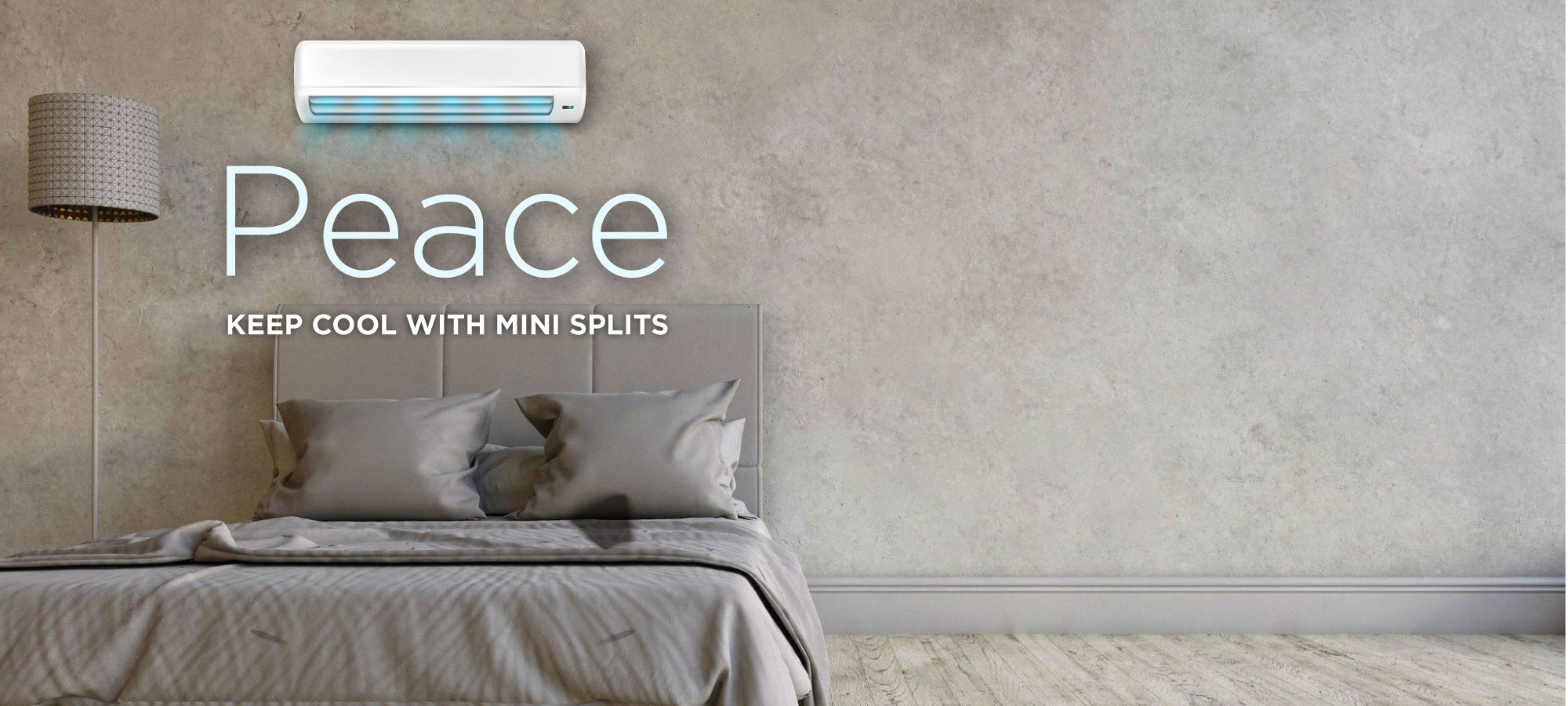 Cool without the clutter — a ductless mini split mounted on a living room wall